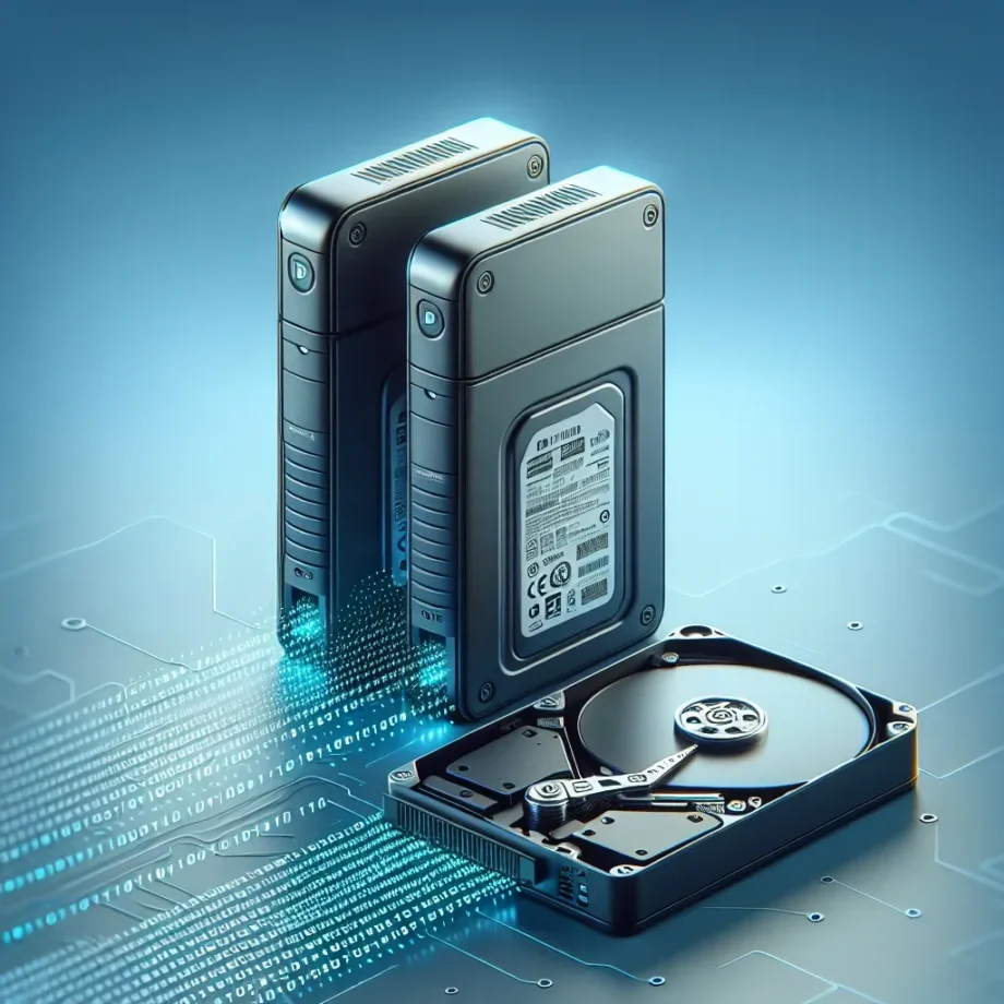 Why are some external drives designed with dual drives for automatic backup?